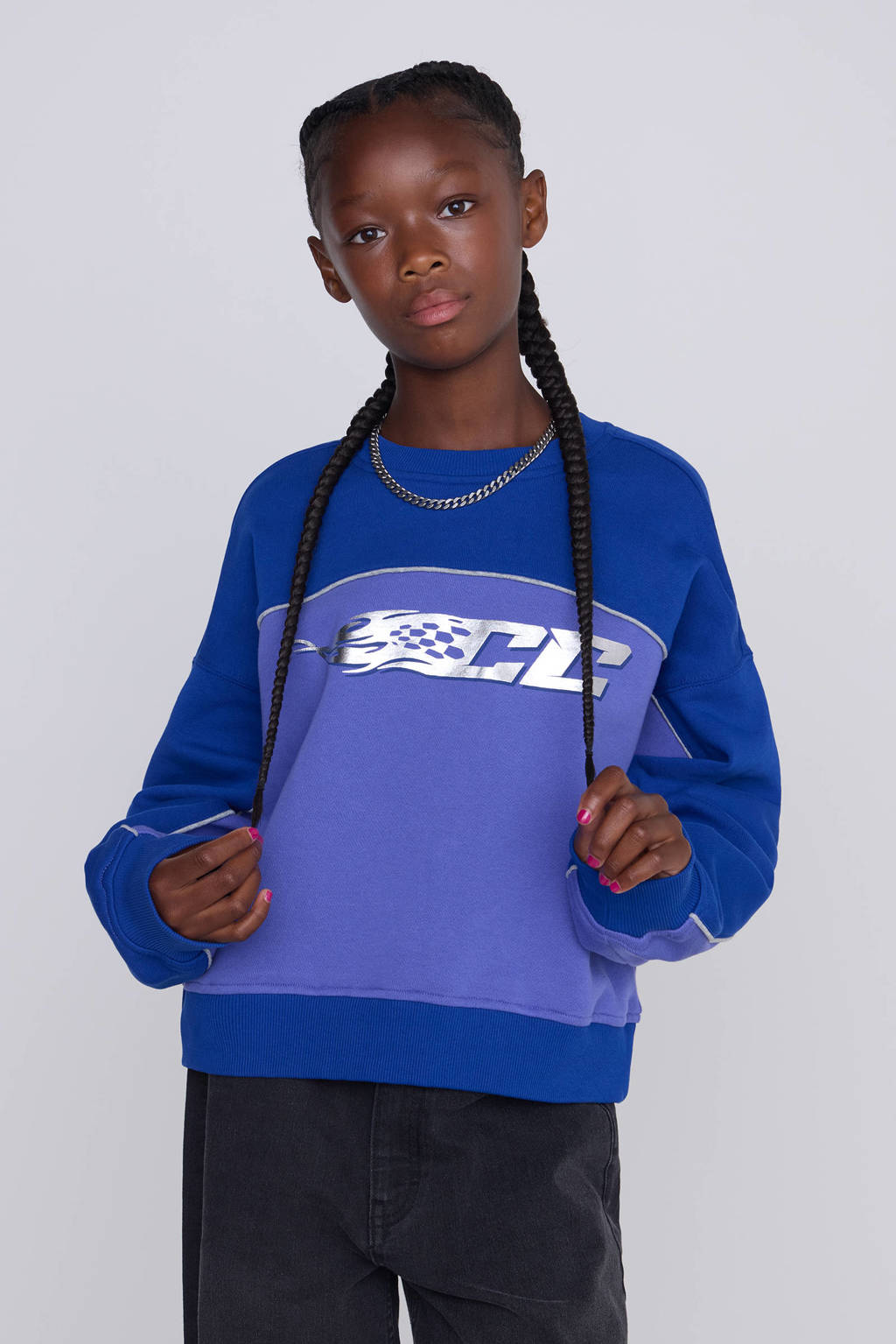 Coolcat Colourblock Sweater Nova met CC Racing Print