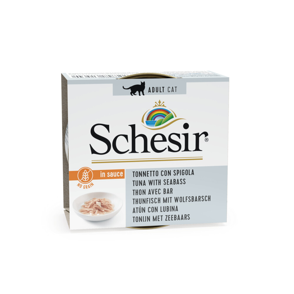 14x Schesir Kattenvoer Tonijn Zeebaars in Saus70 gr