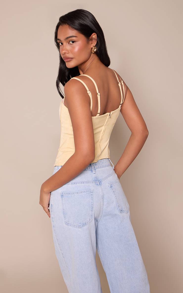 Citron Corset À Bretelles Tissé Avec Détail En Dentelle Contrastée