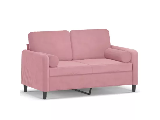 Canapé 2 places avec oreillers décoratifs rose 120 cm velours