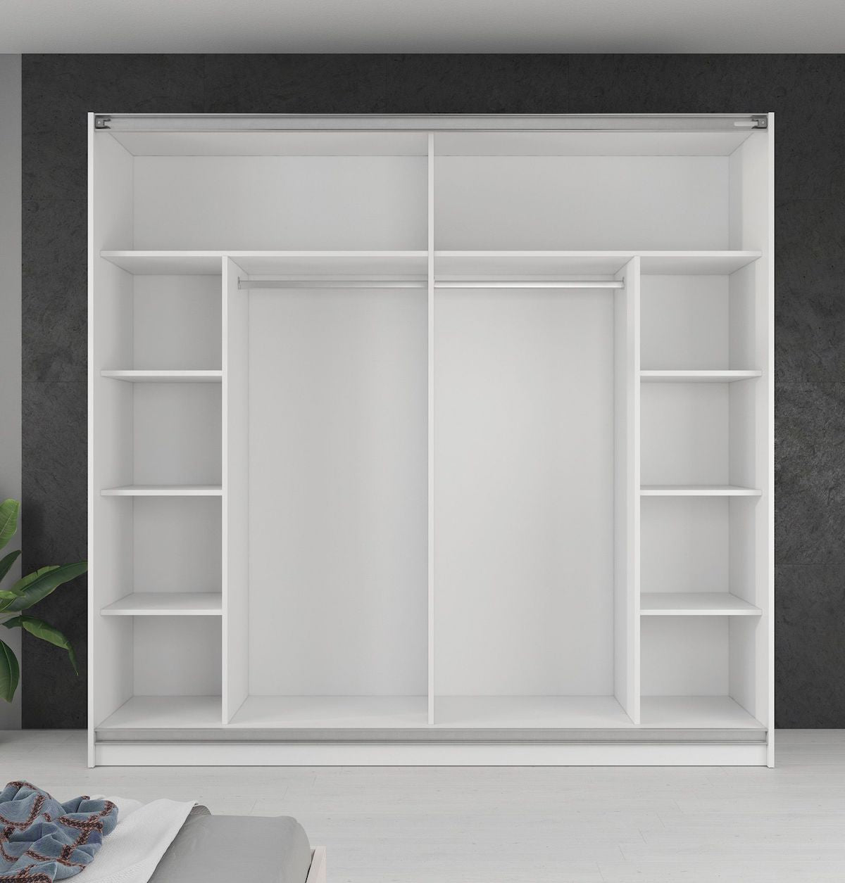 Samantha - Kledingkast met schuifdeuren - Wit - 217x62x210 cm