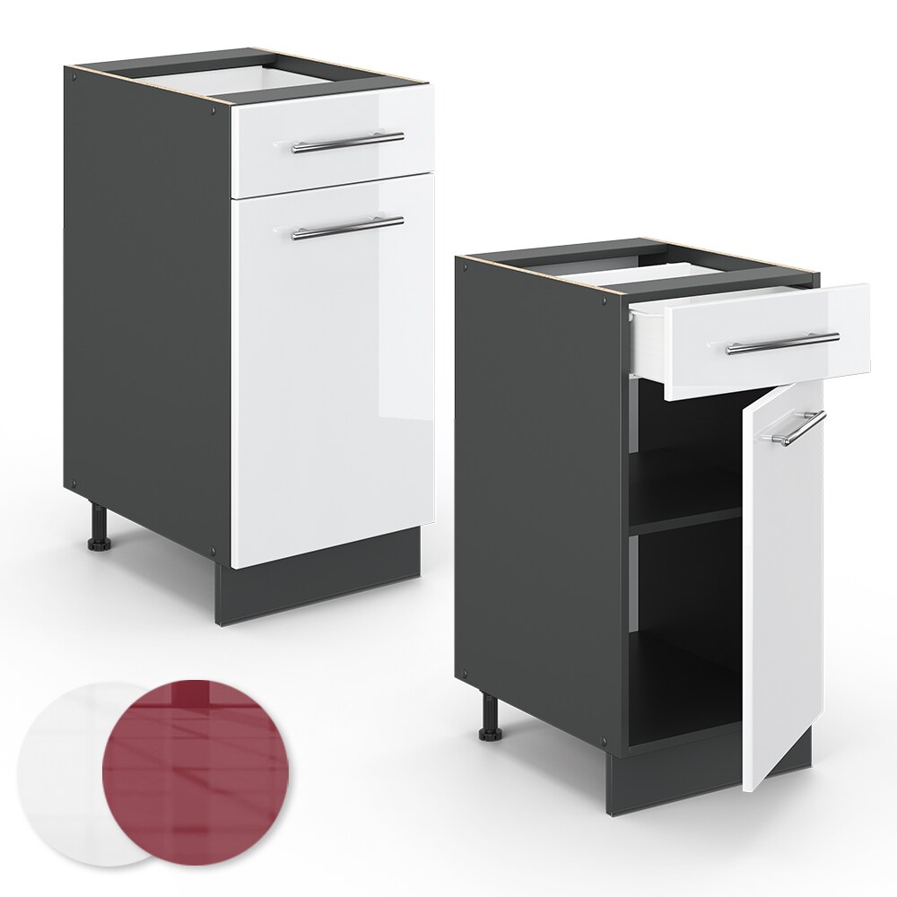 VICCO Schubunterschrank 40 cm Weiß Hochglanz Küchenschrank Hängeschrank Küchenzeile Fame-Line