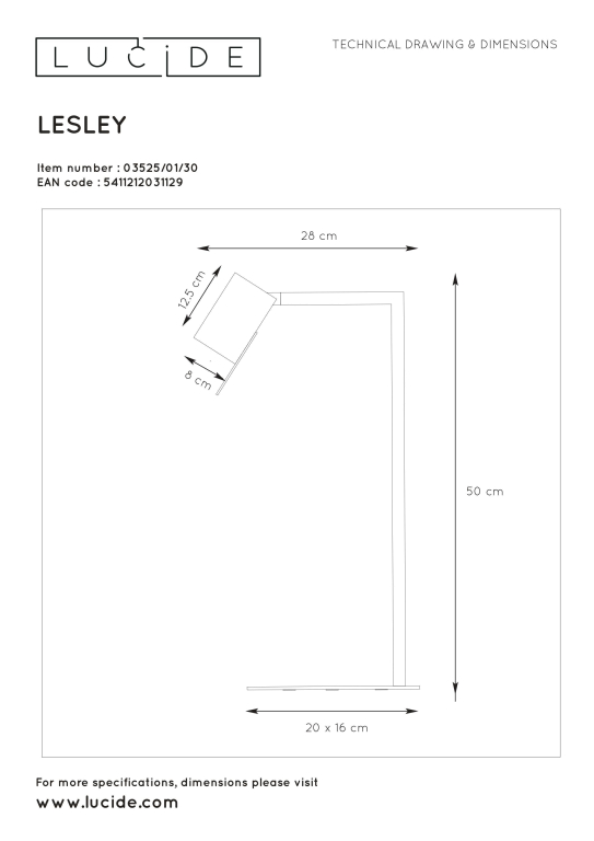 Lucide Lesley bureaulamp zwart