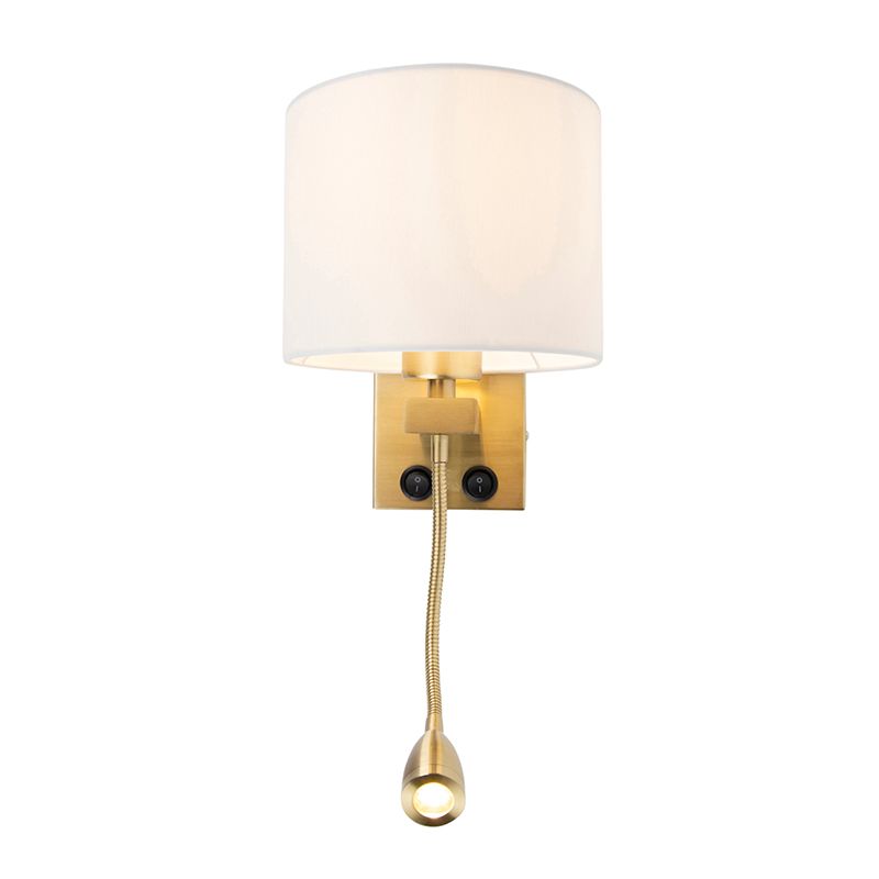 Smart wandlamp goud met witte kap incl. Wifi A60 - Brescia
