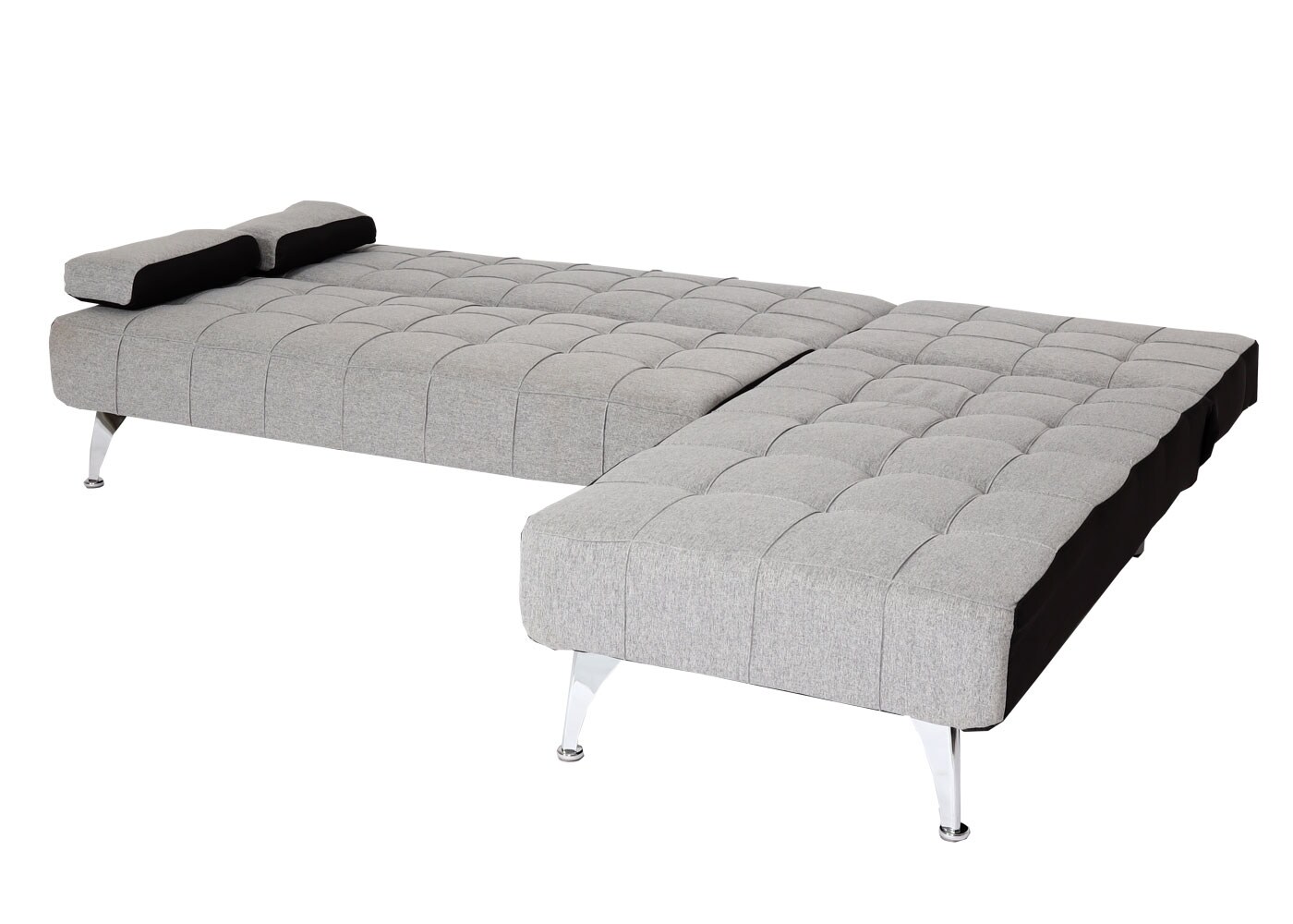 Schlafsofa MCW-K22, Couch Ecksofa Sofa, Liegefläche links/rechts Schlaffunktion 236cm ~ Stoff/Textil hellgrau, schwarz
