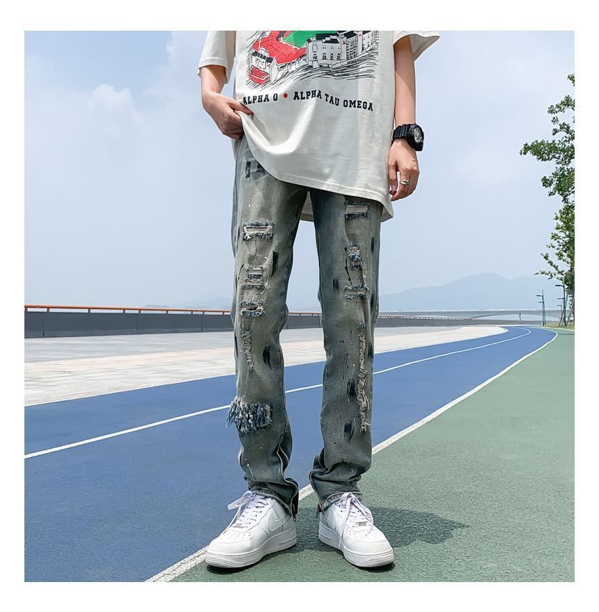 Oakjam - Versleten Slim Fit Jeans