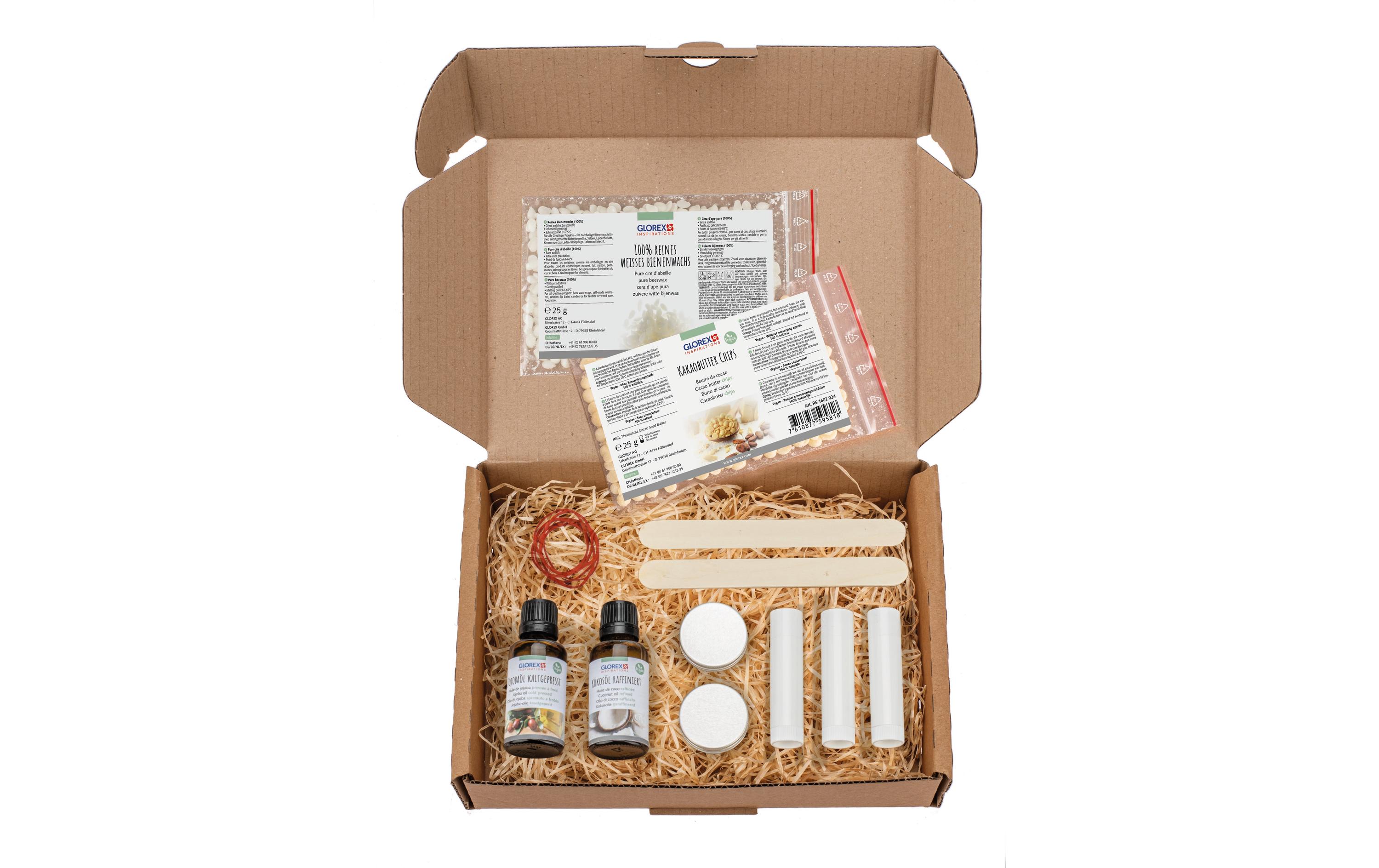 Dose und Verpackung Lippenbalsam mit Jojoba-ÖlLippenpflege-Starterset