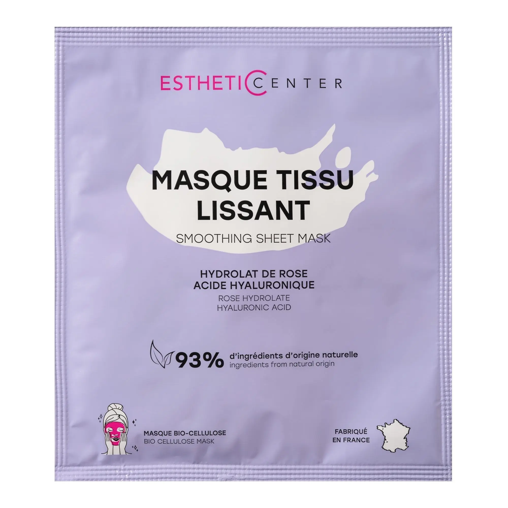 Esthetic Center - Masque Tissu Lissant Hydrolat de Rose & Acide Hyaluronique 16ml - Masque monodose