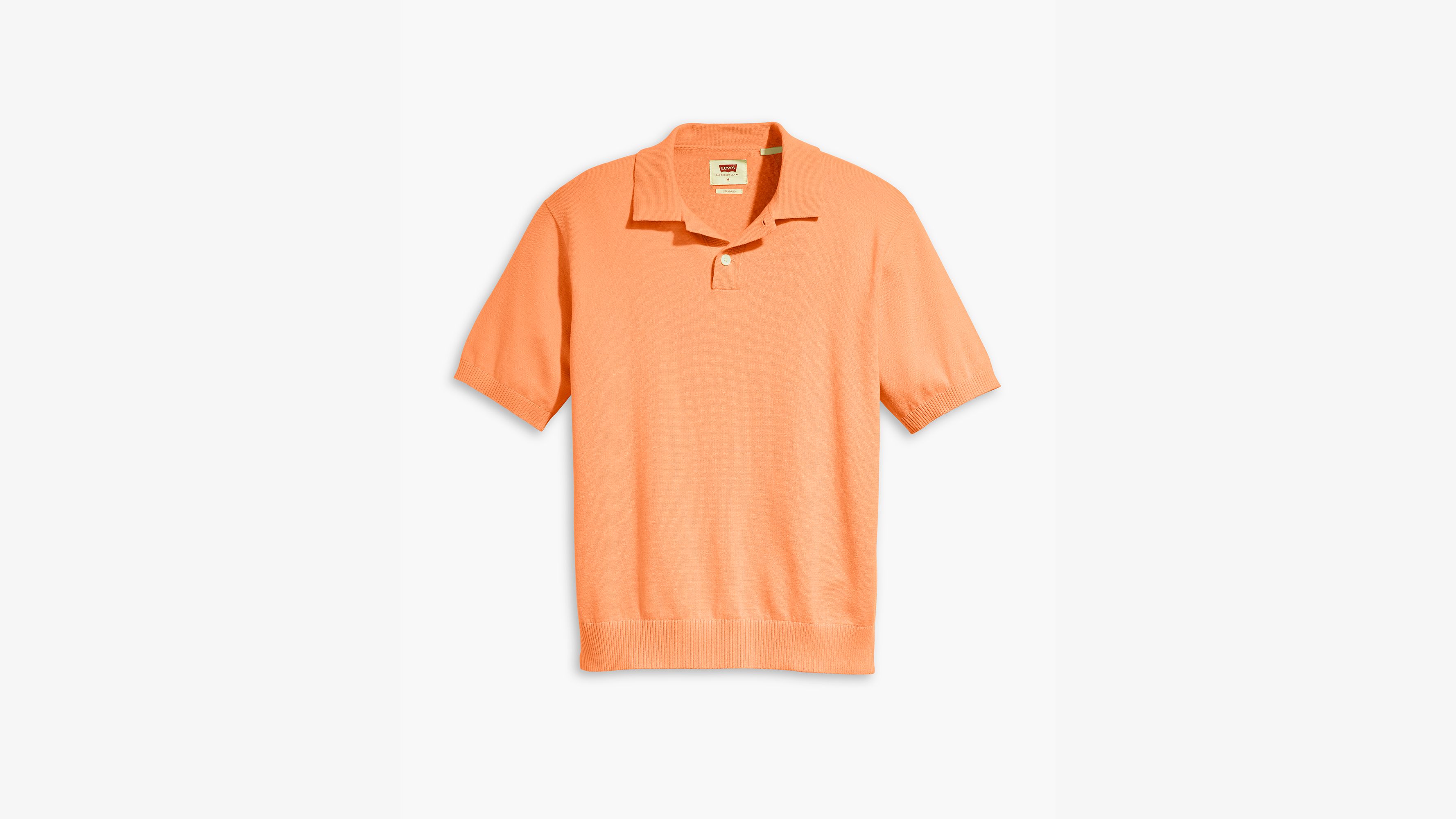 Pull-over col polo maille fine - Peach Bloom - Orange