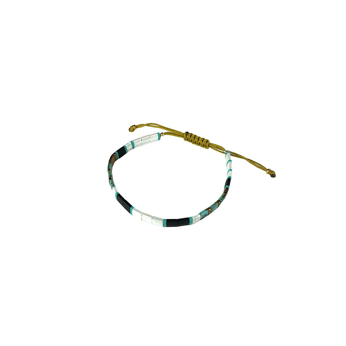 Bracelet Claire BERTEAU Aqua Perles plates en verre 5