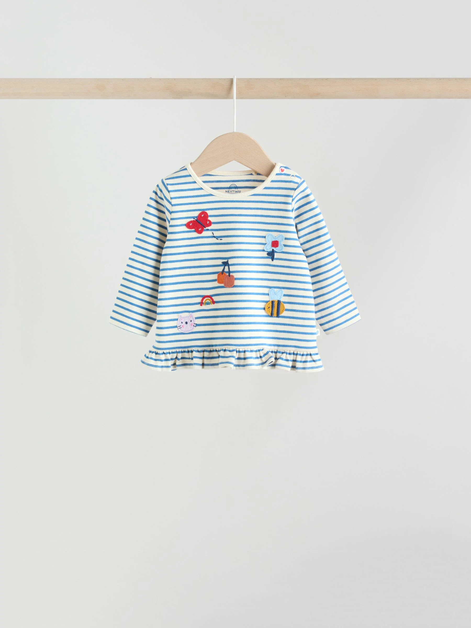 Rood/blauw/crème - 6 -delige set van top met lange mouwen en leggings (0mnd -3jr)