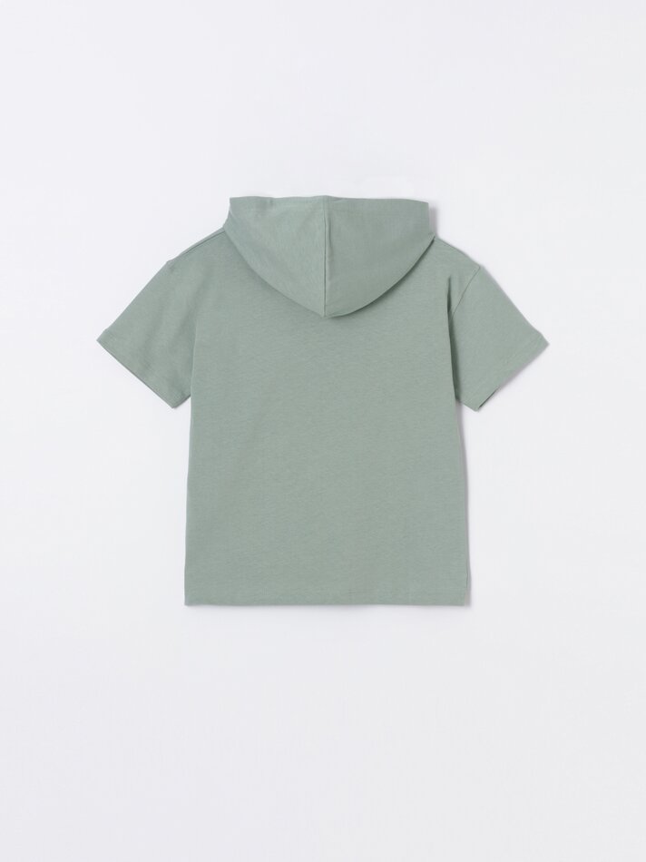 Camiseta com capuz - Verde Lavado