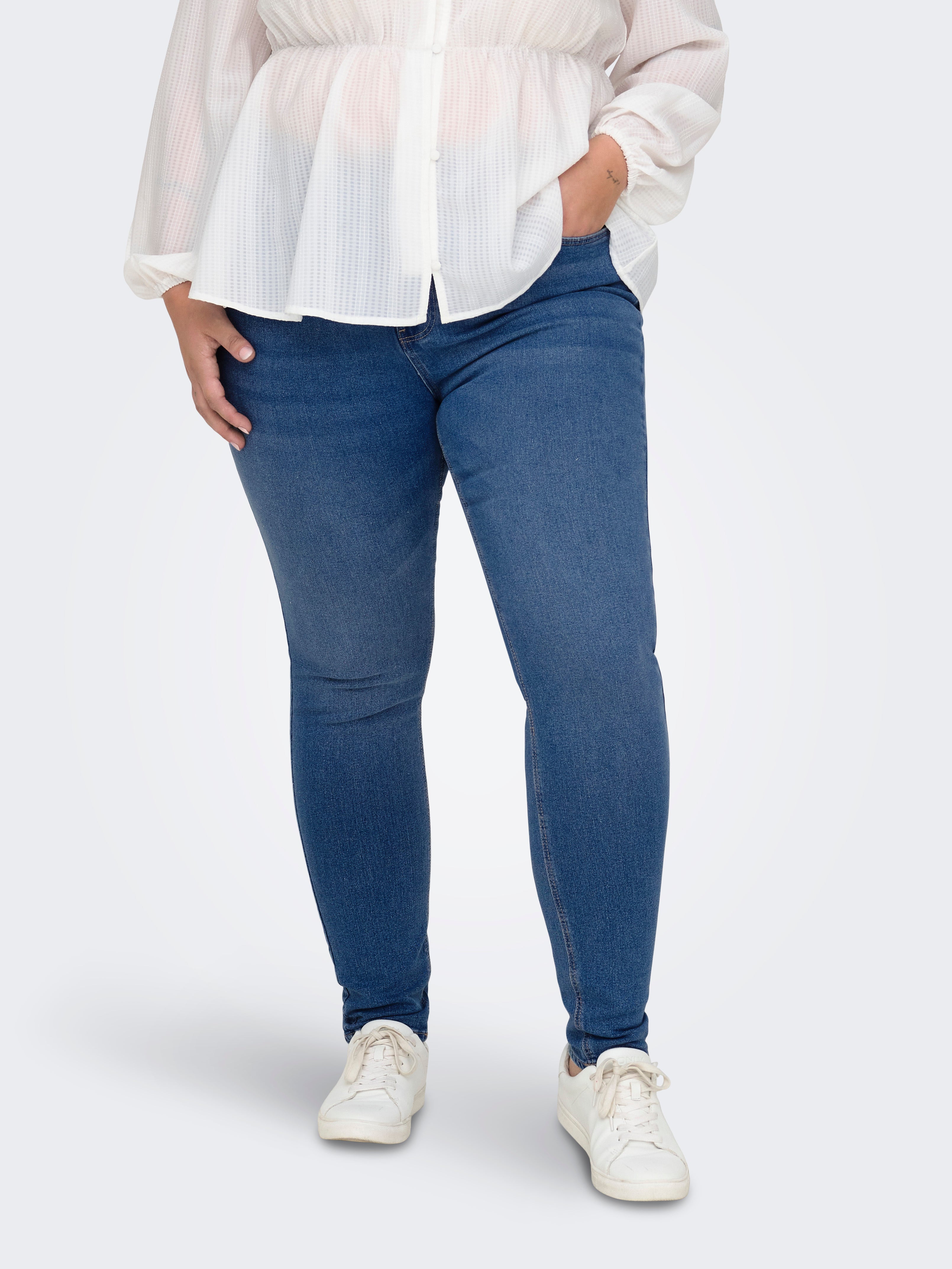 CARLUNA Hohe Taille Skinny Fit Jeans Light Blue Denim