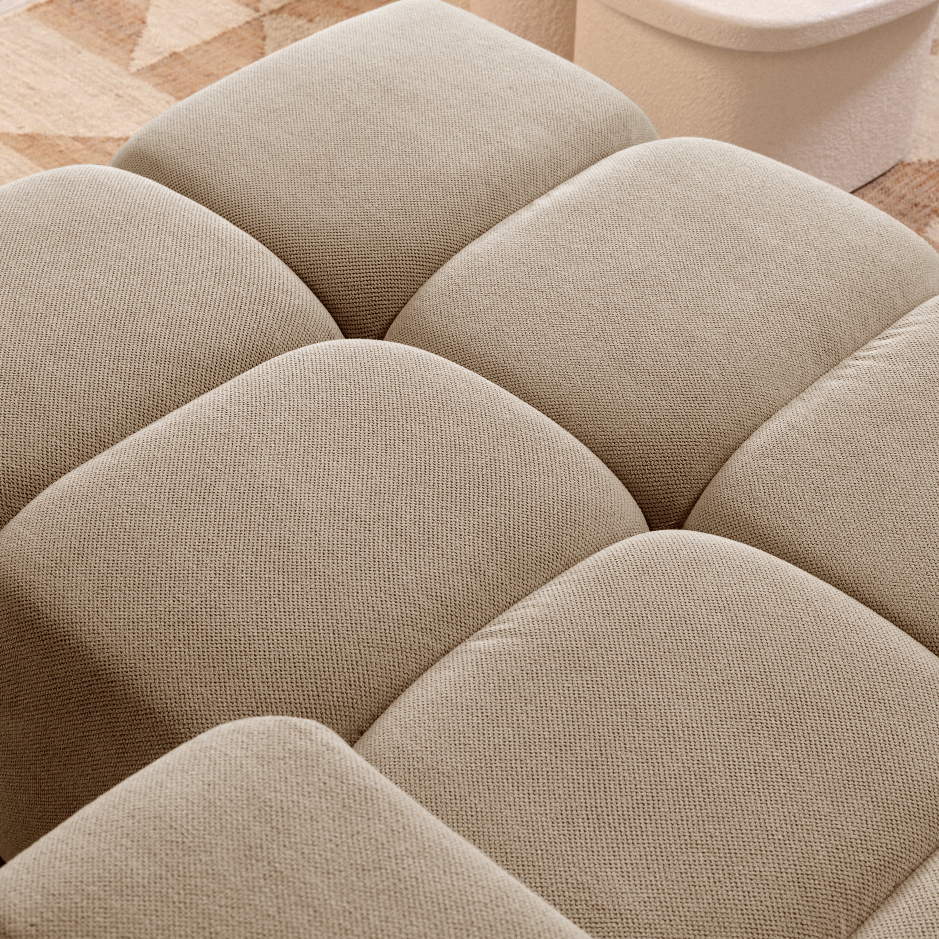 by fonQ Charme Hoekbank Rechts met Slaapfunctie - Weefstof - Beige