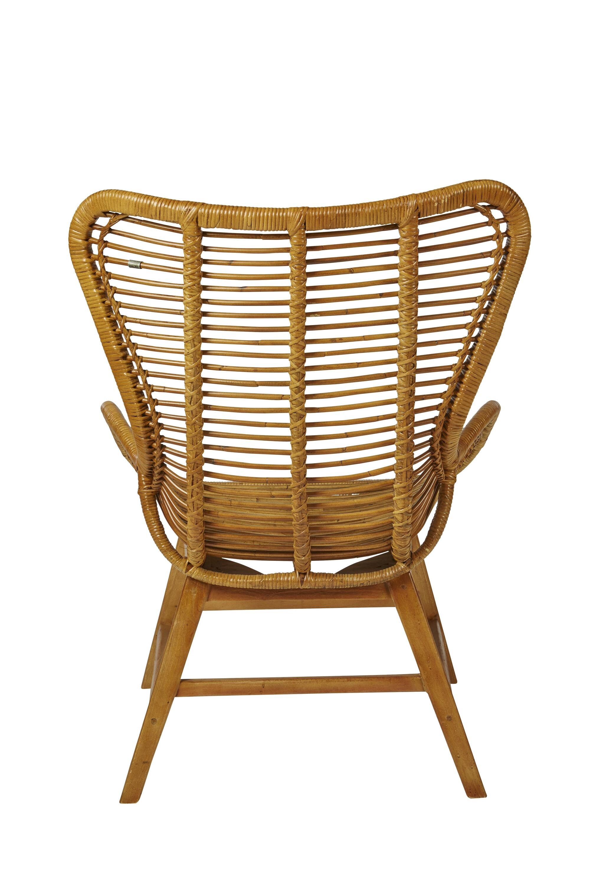 Sessel Rattan natur Relaxchair Relaxsessel Wohnzimmerstuhl Teakholz Stuhl