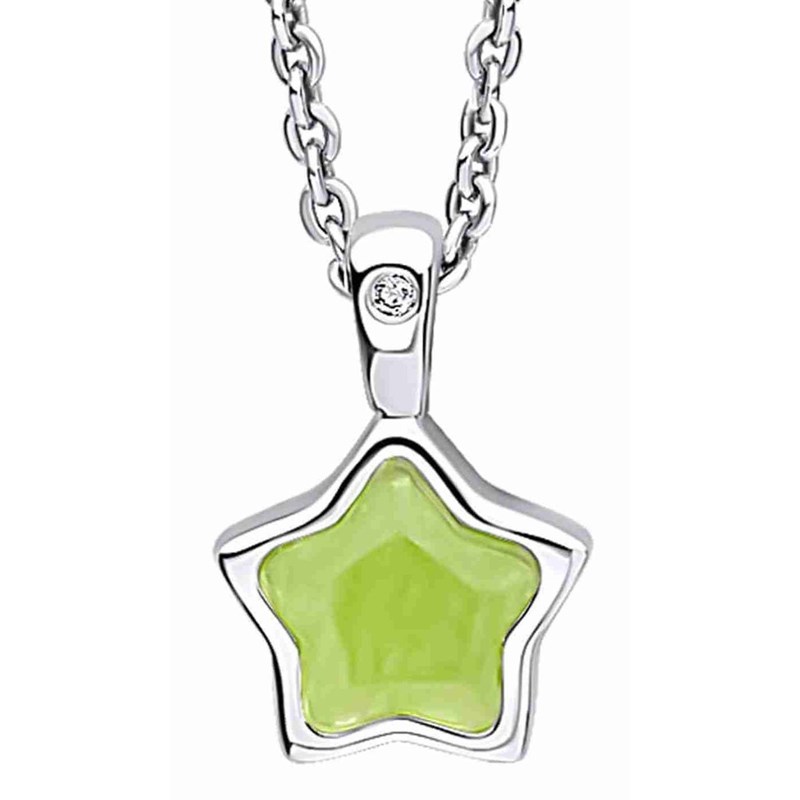 Collier étoile couleur vert pomme et diamant sur argent 925