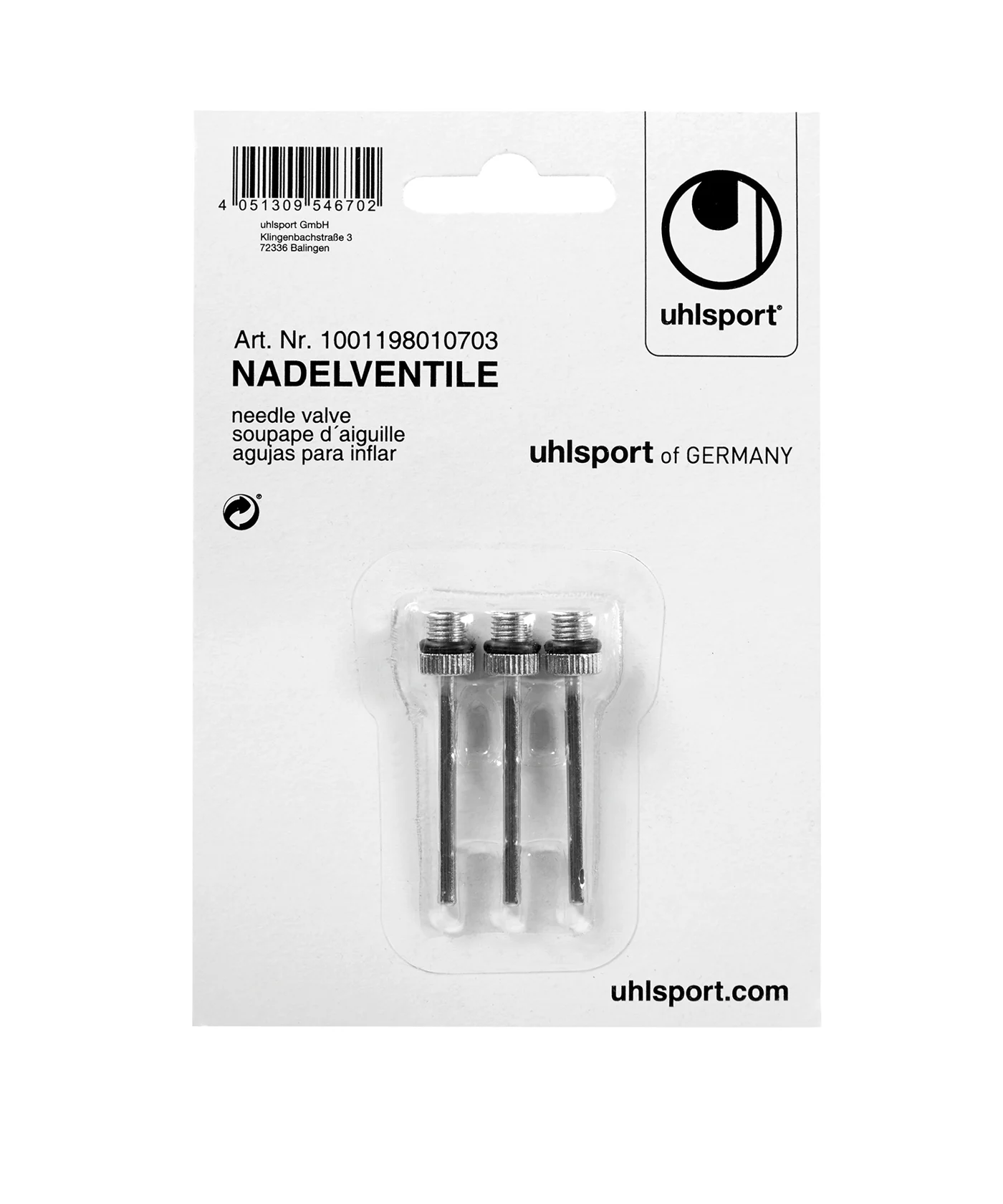 uhlsport Nadelventile 3 Stück Grau F03