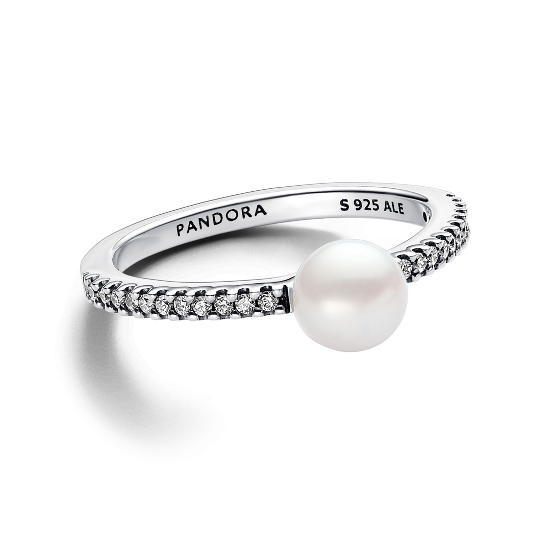Pandora Timeless Behandelte Süsswasserzuchtperle & Pavé Ring 925 Silber