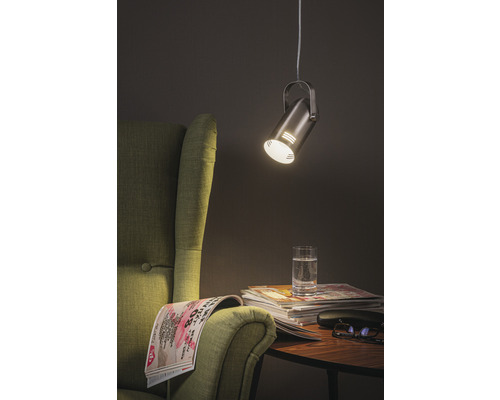 Plantenlamp, 1-lamp, HxØ 180x10 cm, ijzer/geborsteld