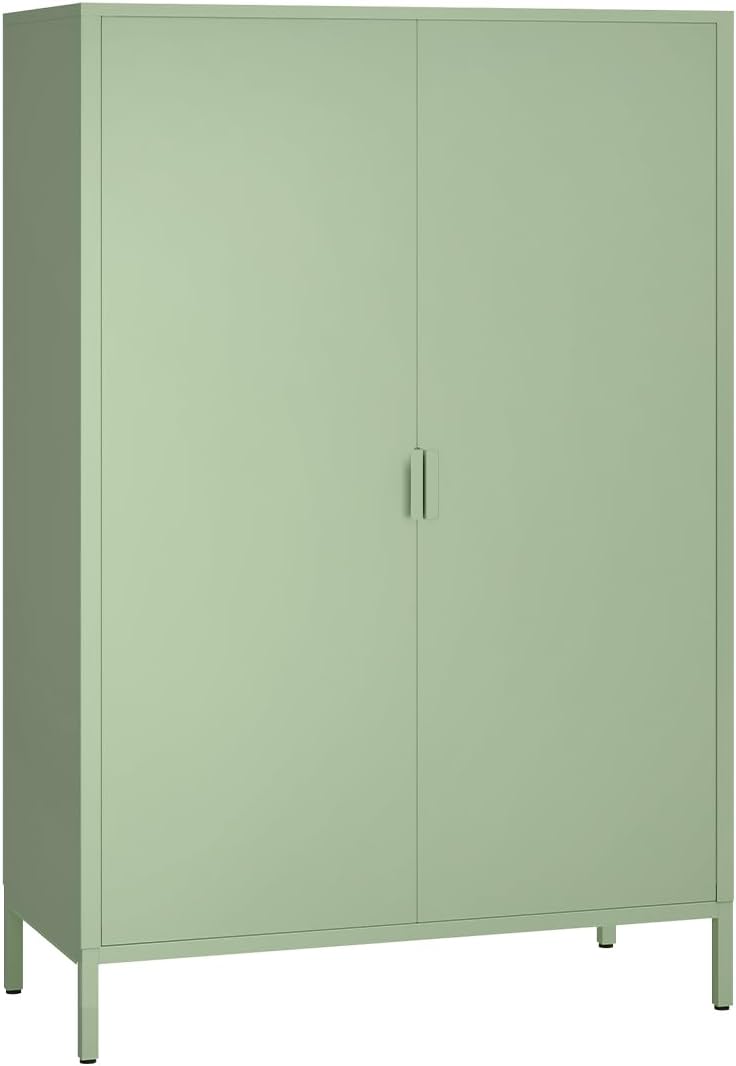 skølm Ituri Metall Kommode – Metallschrank mit 3 verstellbaren Fächern – Sideboard Wohnzimmer in Mintgrün – Aufbewahrungsschrank aus Stahl - Highboard im Industrial Design – Büroschrank/Flurschrank