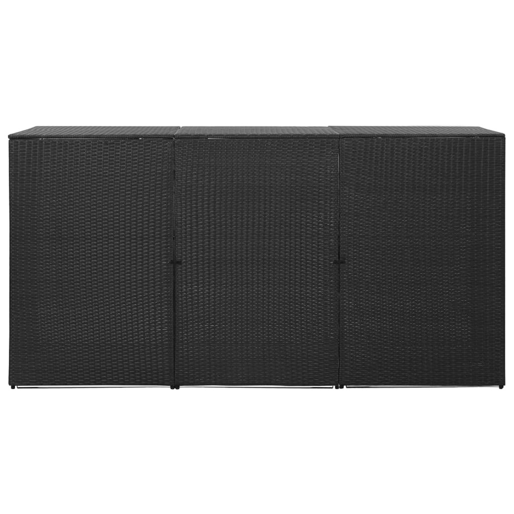 Abri pour poubelle triple noir 229x78x120 cm résine tressée