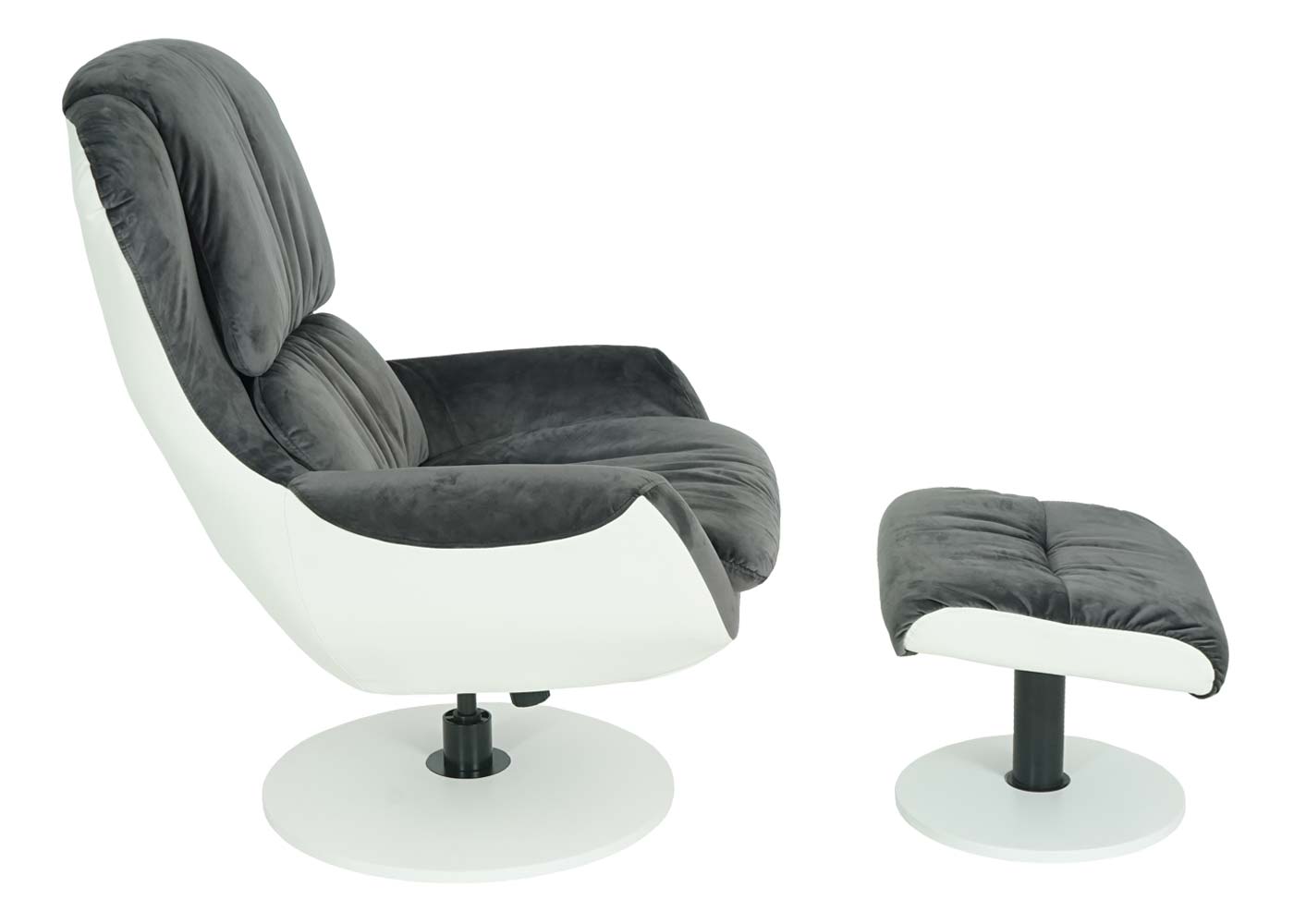 Relaxsessel MCW-E52, Fernsehsessel TV-Sessel Hocker, Samt ~ dunkelgrau