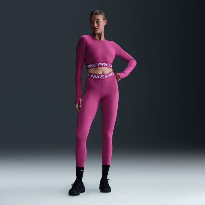 Nike Dame Trøjer Pro Dri-FIT Cropped LS Tee Pink