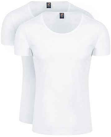 Suitable Otaru T-Shirt Brede Ronde Hals Wit 2-Pack 145-2 O 95/5 Otaru kopen