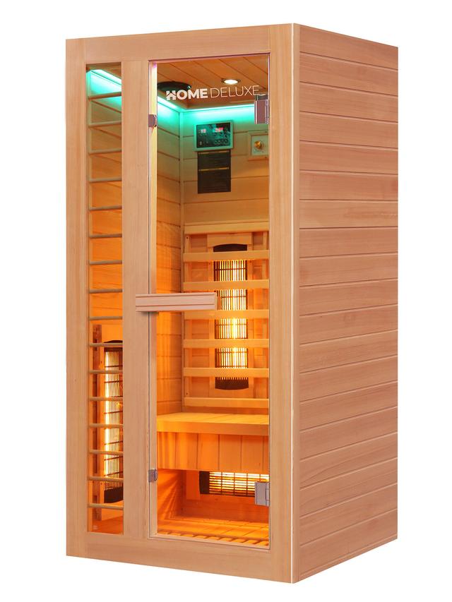 Infrarot-Gesundheitskabine für Zuhause, mit Ambientebeleuchtung und Bluetooth Radio, Größe S, 90 x 90 cm