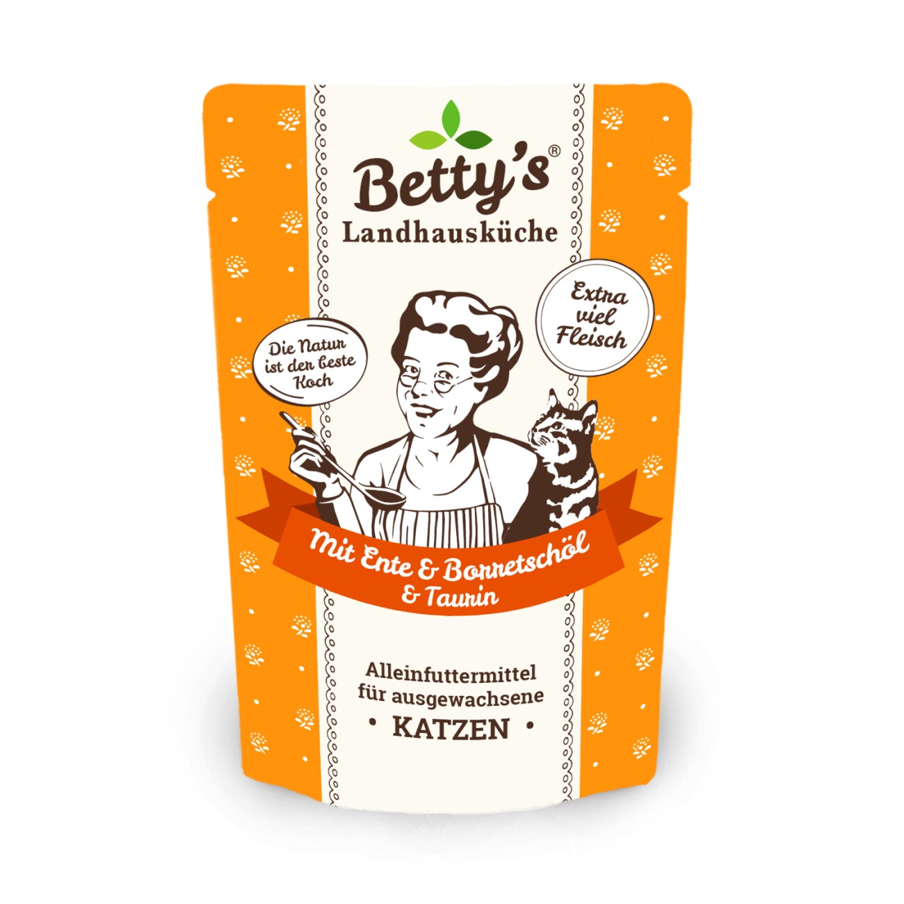Betty's Landhausküche Frischebeutel mit Ente 12 x 100g für Katze
