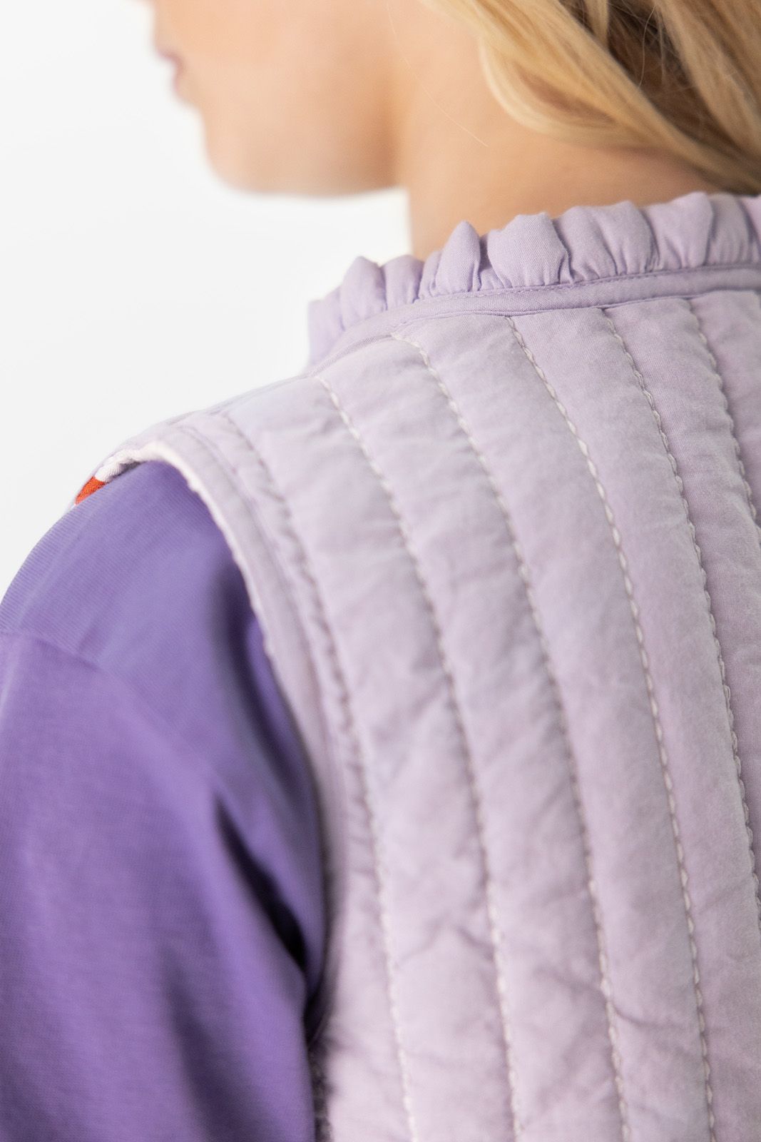Wit reversible gilet met hartjes en ruffles