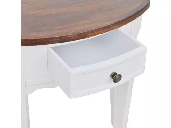 Table console avec tiroir et dessus de table marron Demi-ronde