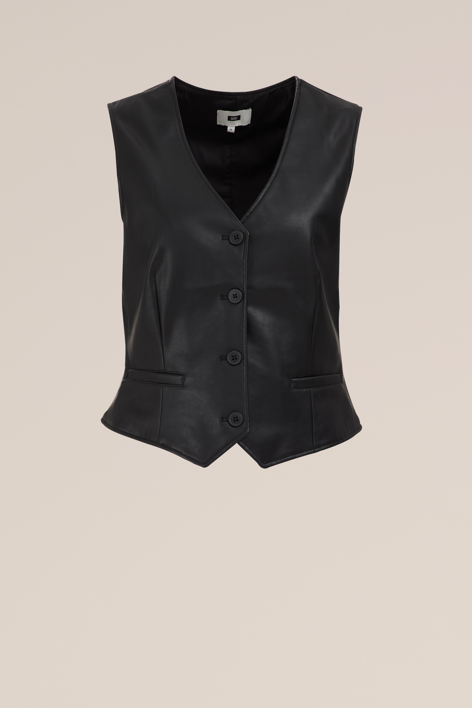 gilet van imitatieleer WE Fashion Zwart