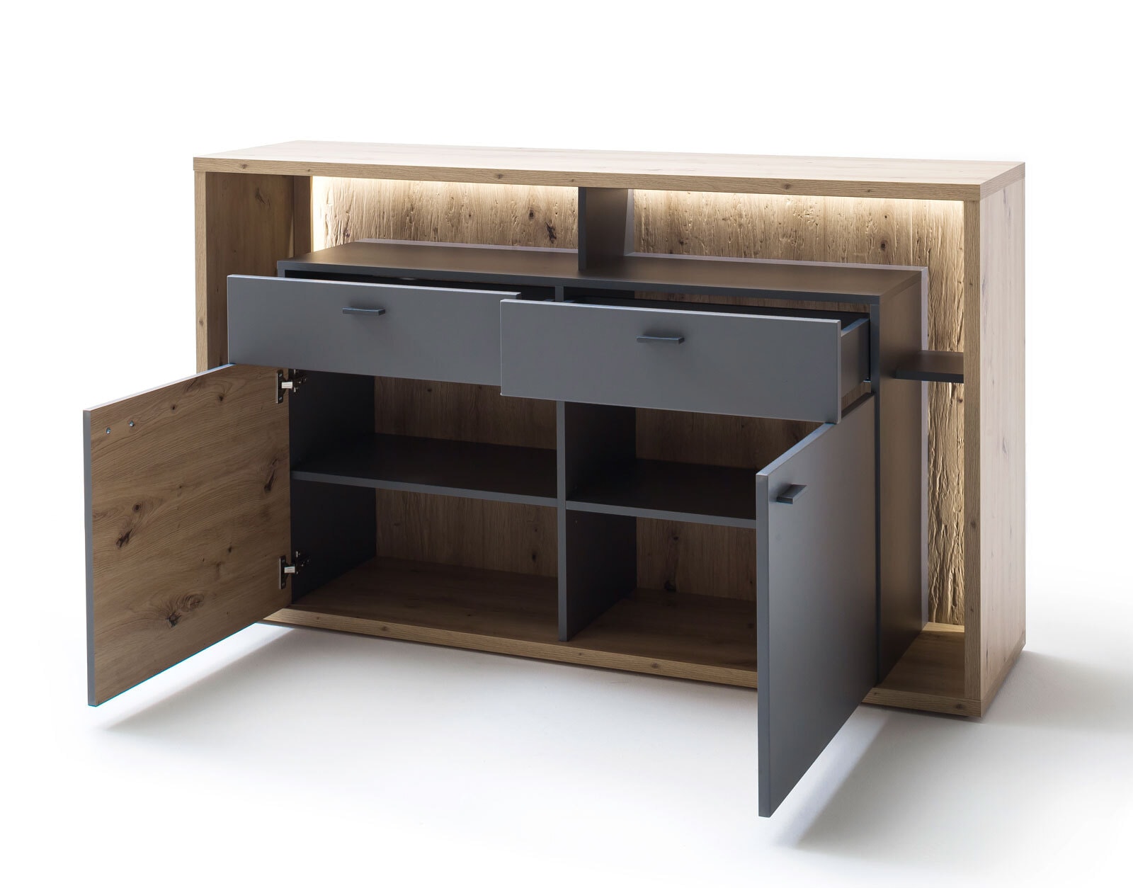 Sideboard LIZZANO 156 x 91 cm grau/ braun