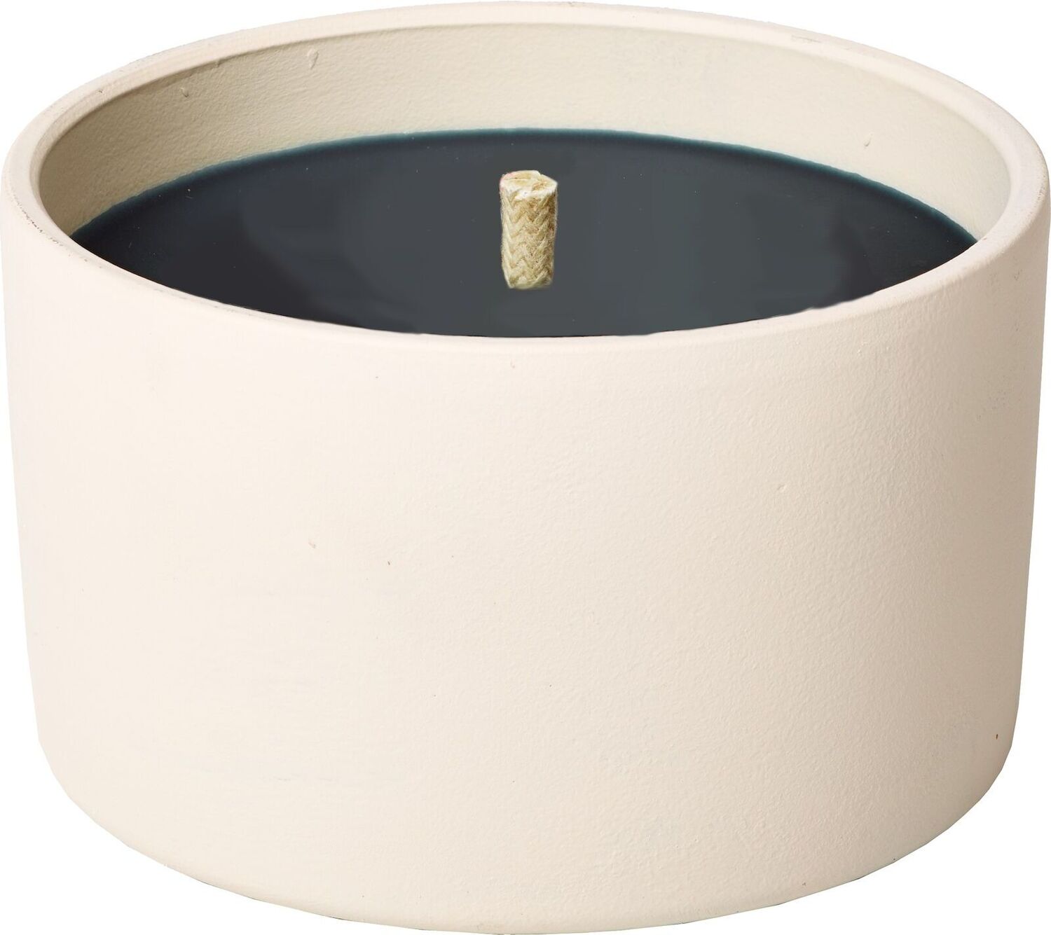 Spaas kaars in terracotta pot wit / zwart D 13,8 H 8,2 cm