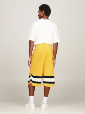 Shorts de malha com listras Crest, estilo relaxado.