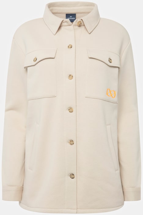 Jacke, Sweat mit Print, Hemdkragen, Langarm, OEKO-TEX