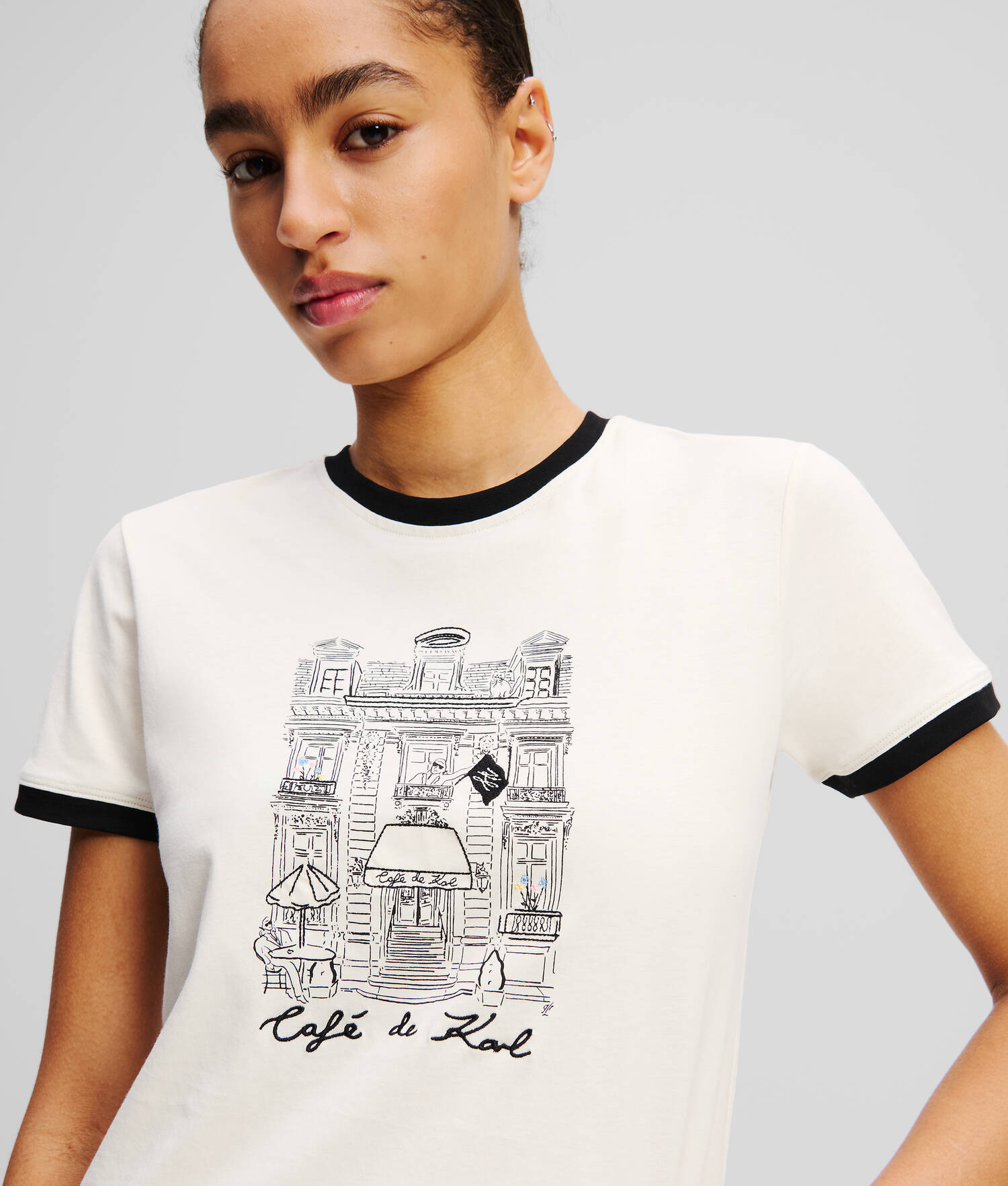 T-SHIRT SLIM KL X JORGE PARRA - Crème Cannoli