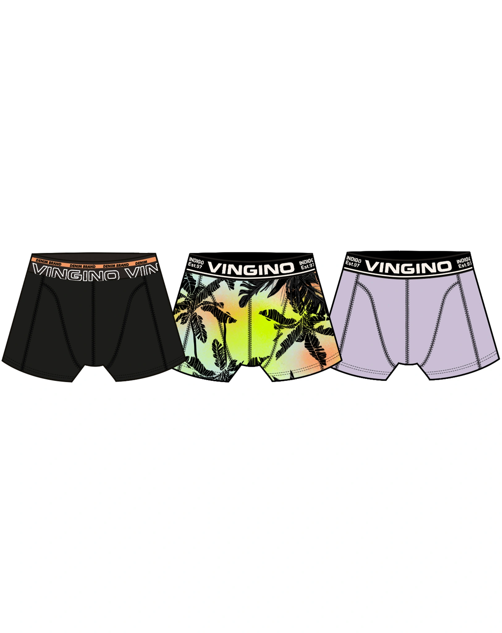 Boxershorts B-241-2 PALM 3er-Pack in deep black