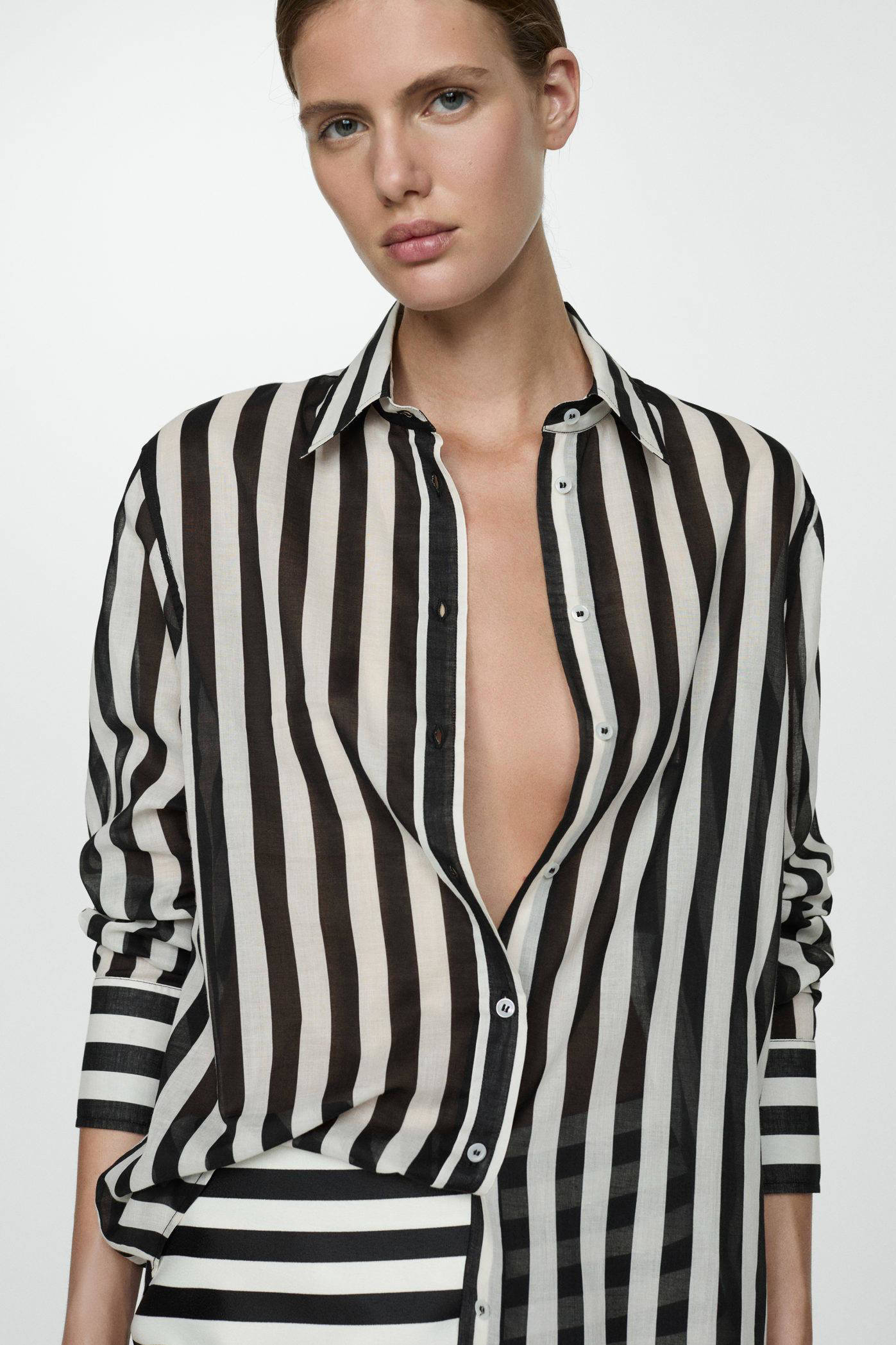 Mango gestreepte blouse zwart/wit