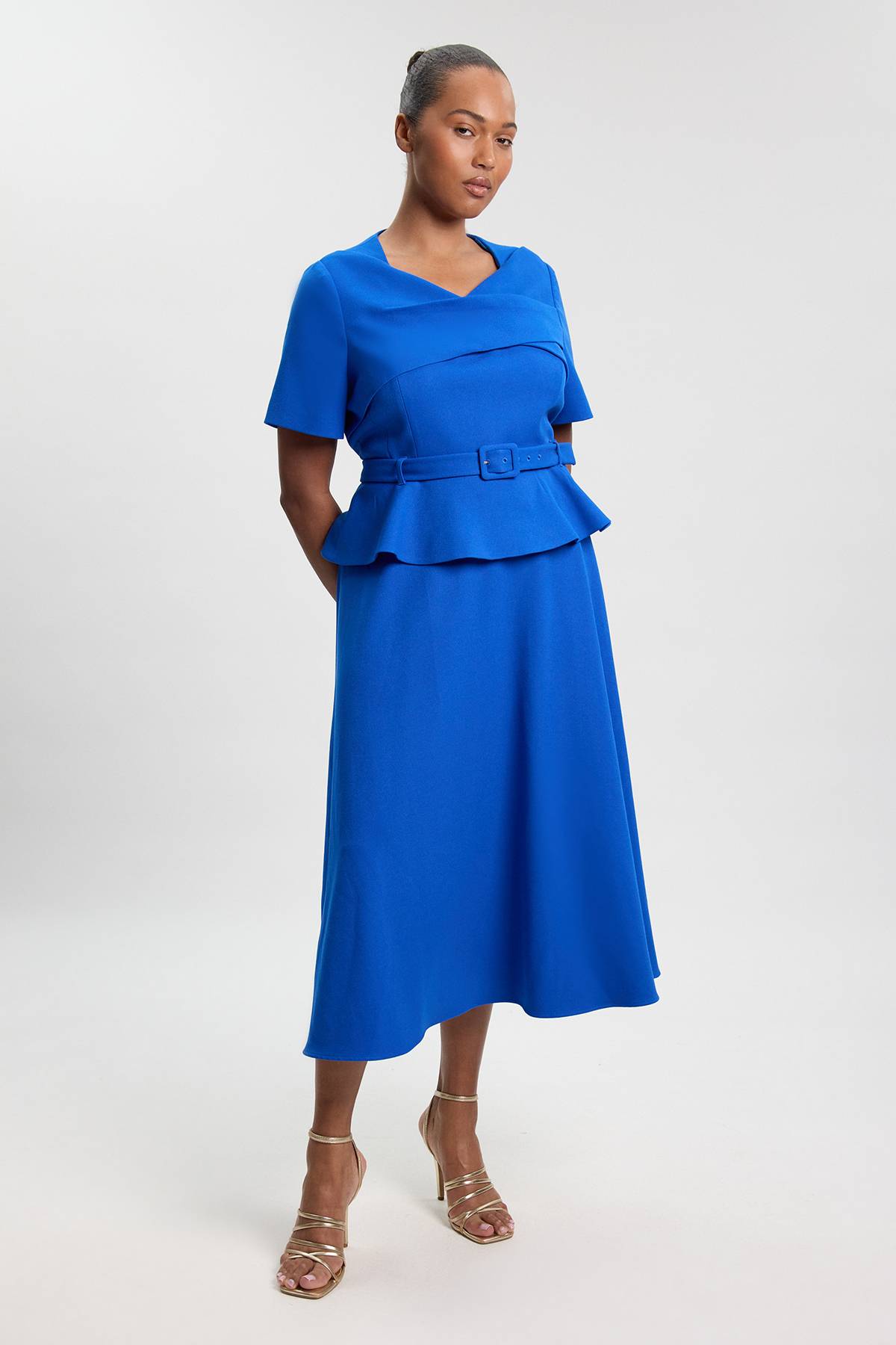 KarenMillen Robe Midi Grande Taille Structurée Cintrée Avec Ceinture