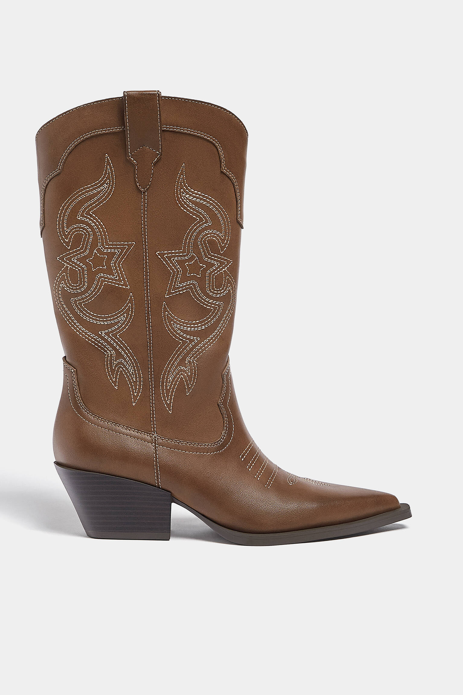 Bota de cowboy bordada - marrom