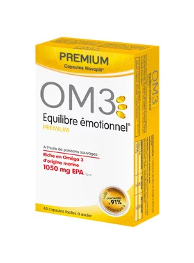 Équilibre Émotionnel Premium - EPA - 2000 mg d'huile de poissons sauvages concentrée à 90% d'Oméga 3 - 45 Capsules