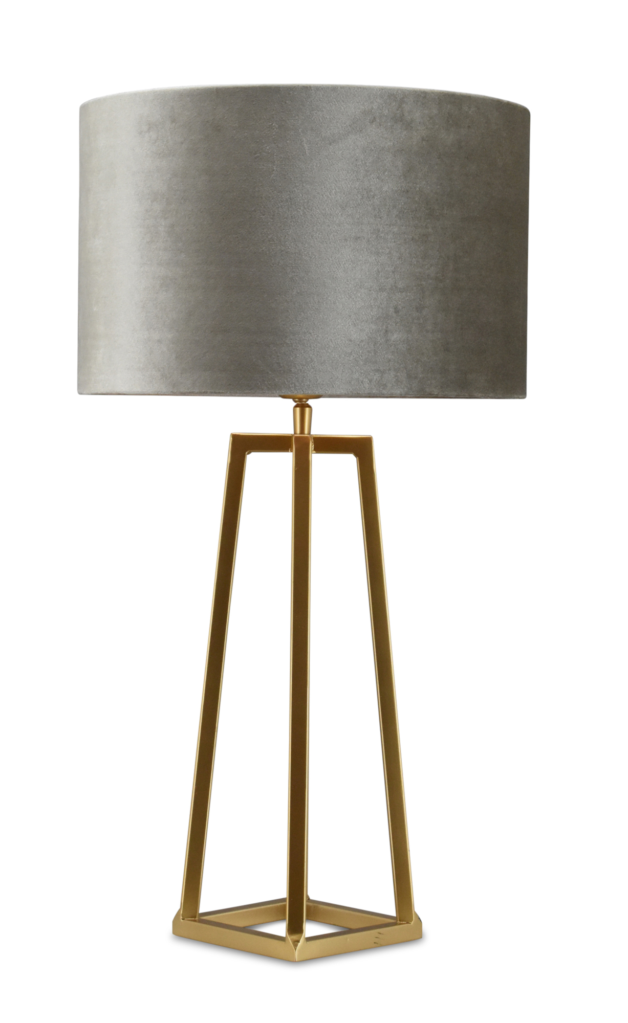 Tafellamp Lorenzo large gold + kap Cilinder 35x35x22cm Fendi velours taupe ( taupe binnenkant )