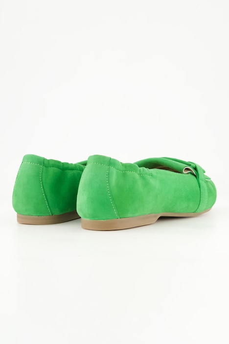 Leder-Ballerinas, Veloursleder, elastische Ferse, Weite H