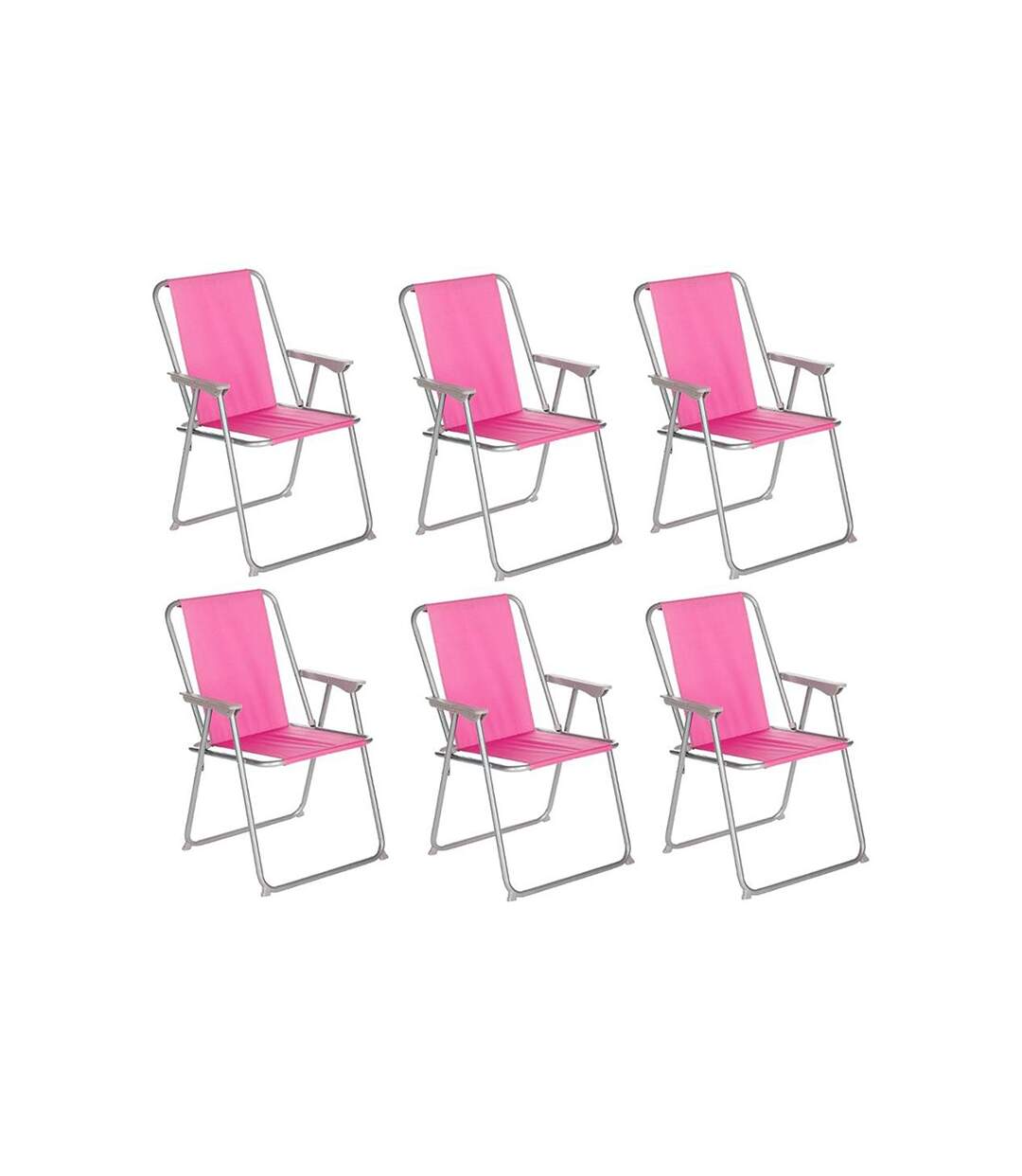 Lot de 6 Chaises de Camping Pliantes Grecia 74cm Rose