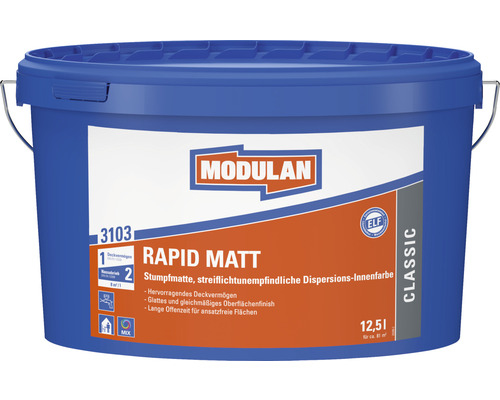 MODULAN 3103 Snelmuurverf, mat wit, 12,5 l