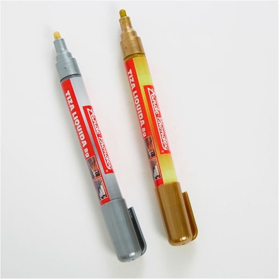 Lot de 2 craies liquides argent + or