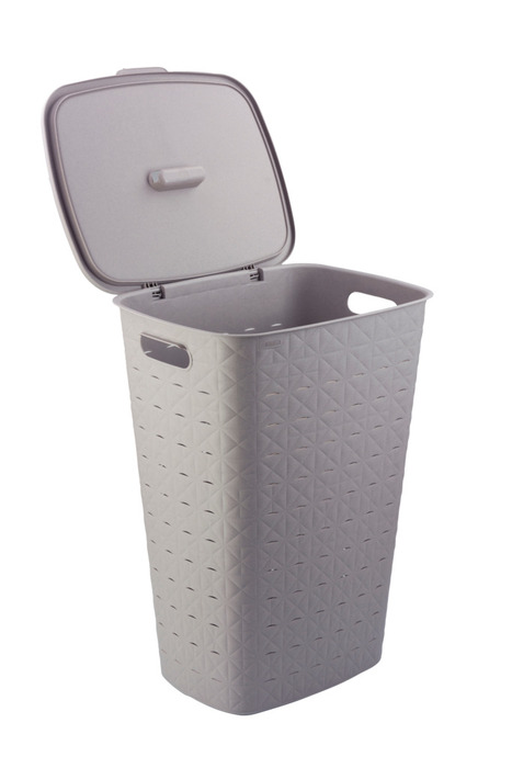Curver vasketøjskurv med låg 56 liter taupe