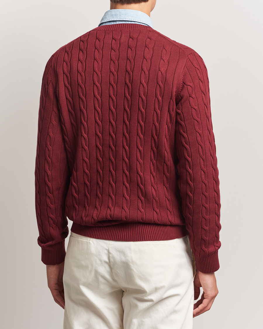GANT Cotton Cable Crew Neck Plumped Red